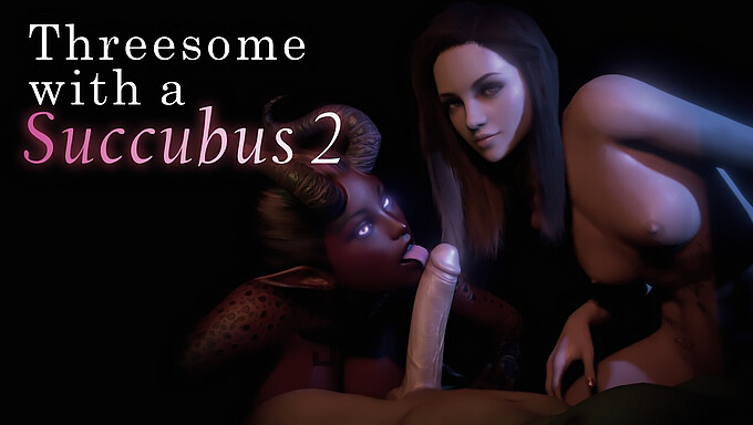 Egy dögös succubus hármasban élvezi a párját ebben az explicit 3D animációs videóban